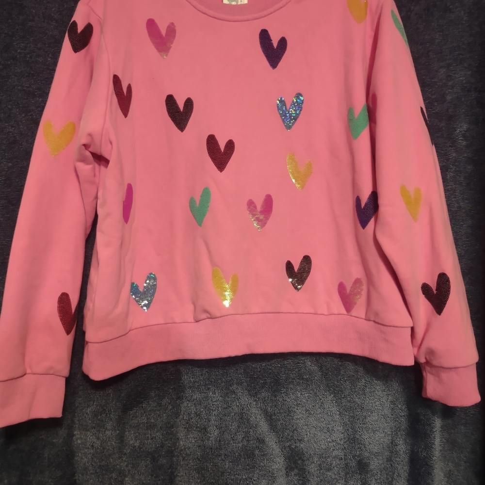 QUEEN OF SPARKLES Multicolor Heart Pink Sweater